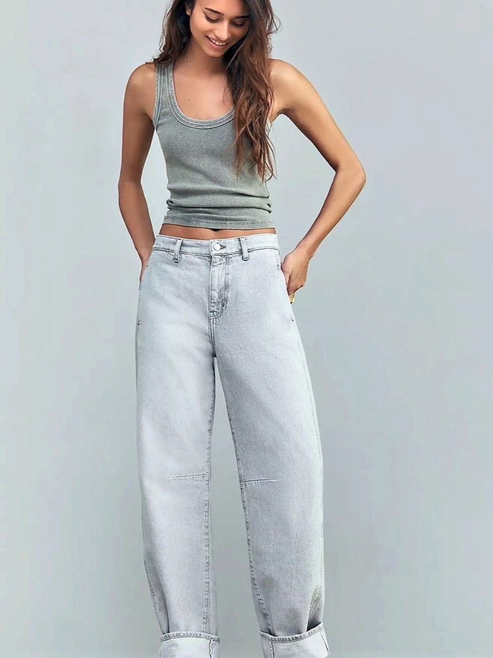 AG Cotton Mercer High-Rise Cuffed Tapered Jeans 28